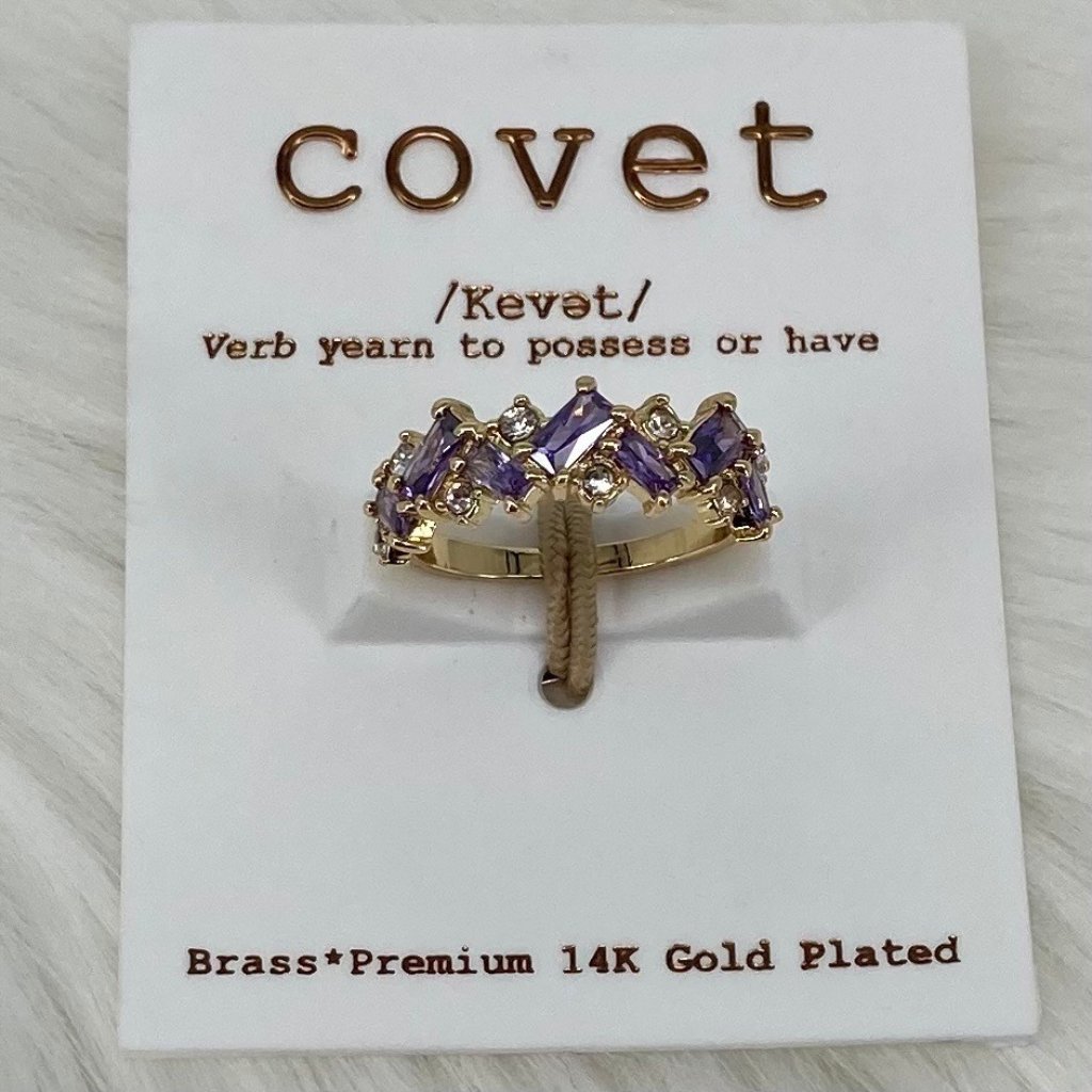 Covet - 8 - Nwt Gold Plated Purple Stones Ring 25$